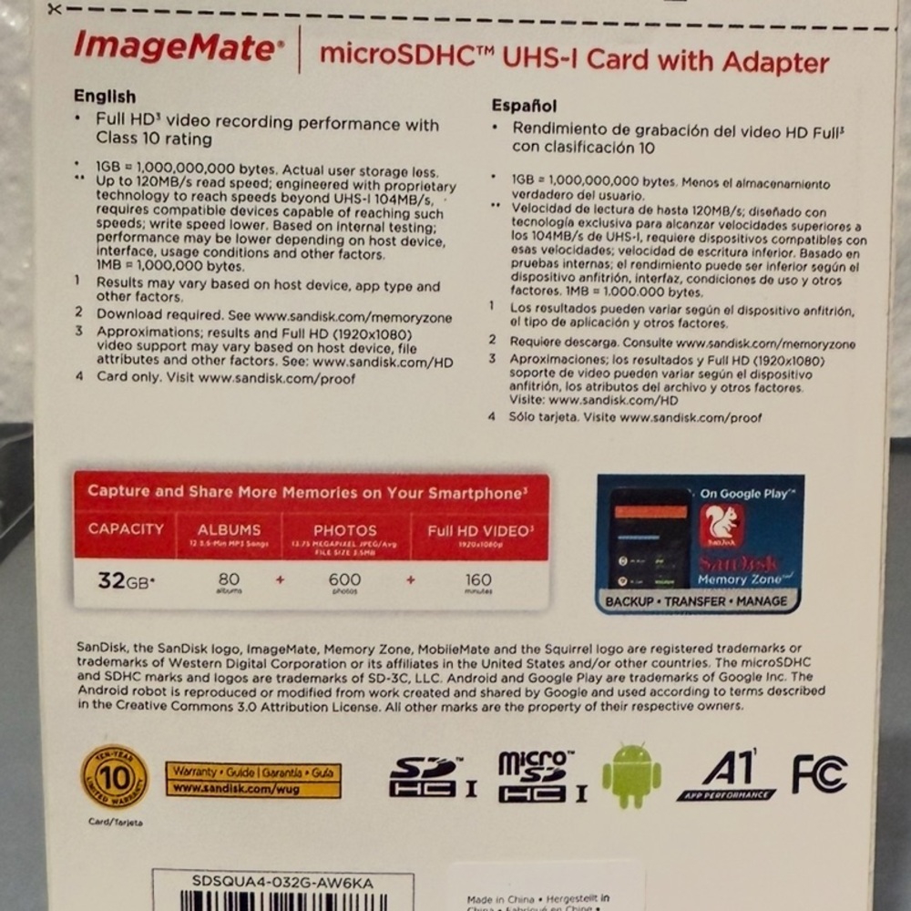 SanDisk Image Mate SDHC UHS 1 card 32 GB - New - Sealed Package - Picture 2 of 2